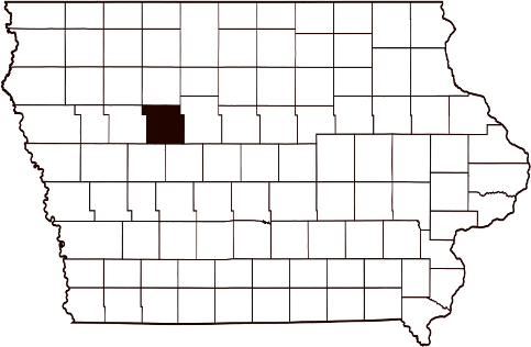 Calhoun County's location within the state of Iowa