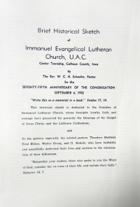 Pg. 2 of 75th Anniversary Booklet for Immanuel Lutheran