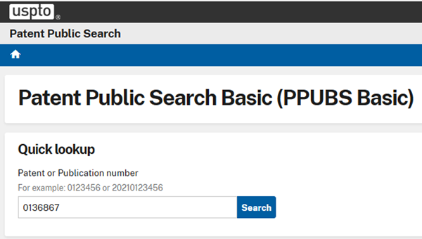 USPTO basic patent search