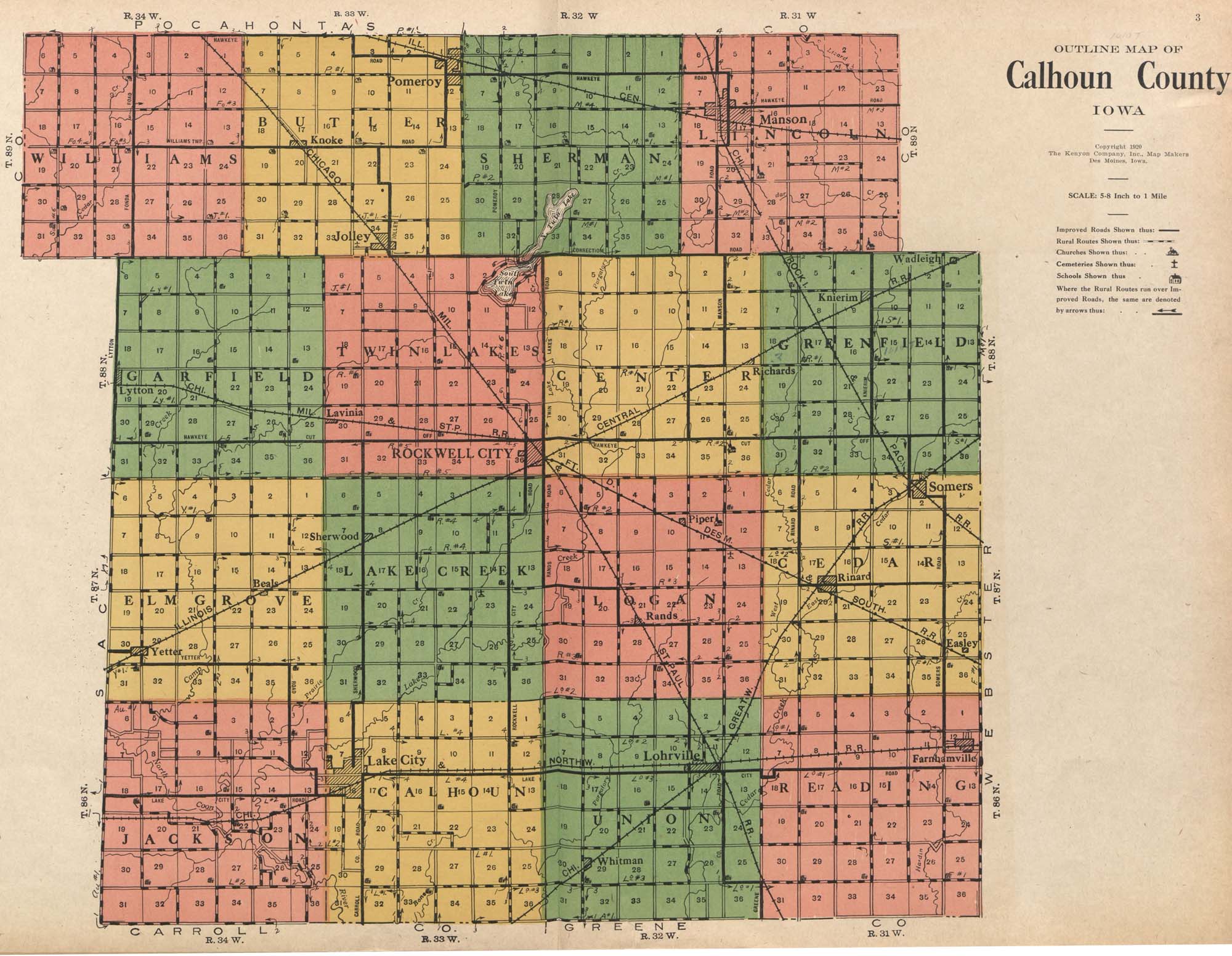 1911 Plat Map Calhoun County Iowa An Iagenweb Project 9628
