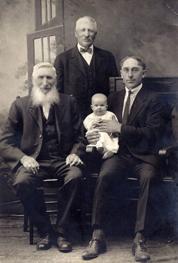 4 generations: Fred, August, & Harry Ramthun holding Deloris