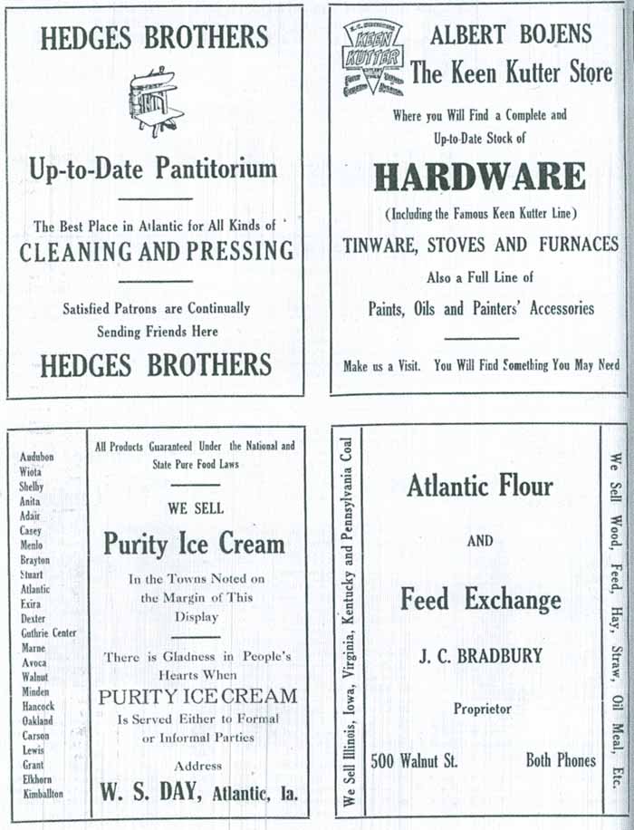 Hedges Bros., Albert Bojens Hardware, W. S. Day & Atlantic Flour & Feed Exchange