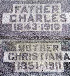 Gravestones of Charles & Christiana Anderson, Monona City cemetery