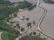 An aeral view of flooded Elkport, May 24, 2004 -Iowa Civil Air Patrol photo-
