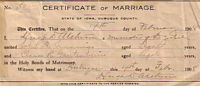 Marriage certificate. Click to enlarge