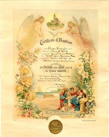 Clyde Smith baptism certificate - full image