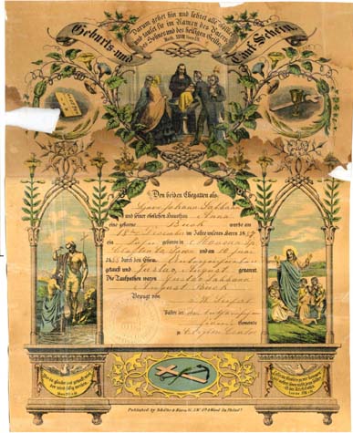 Gustav Sabban baptism certificate - full image