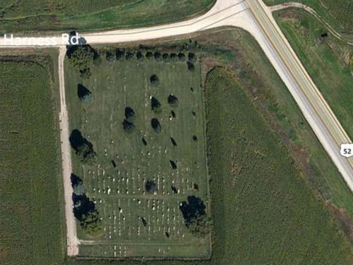Aerial view of Giard cemetery, courtesy of Bing maps