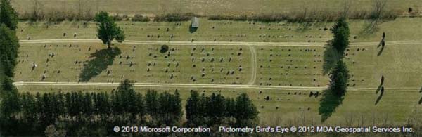Birdseye view of Hillcrest cemetery - from Bing Maps