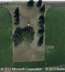 Birdseye of the Pioneer Catholic cemetery is from Bing Maps
