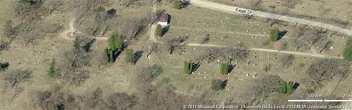 aerial view of Pleasant Grove cemetery - from Bing Maps
