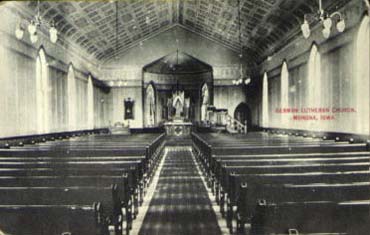 Interior of the German Lutheran Church, Monona, ca1909