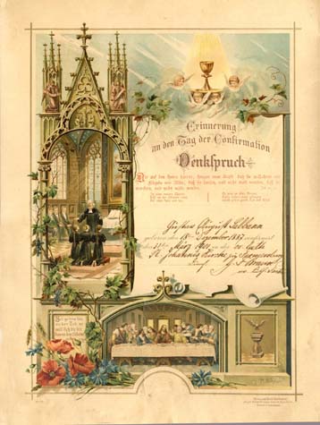 Gustav August Sabbann - confirmation certificate