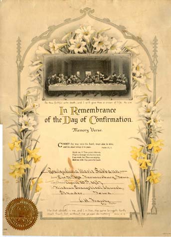 Rosalyn Anna Marie Sabbann - Confirmation certificate