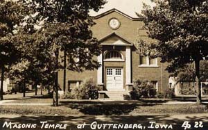 Guttenberg Masonic Temple, undated photo postcard