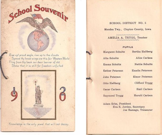 School Souvenir Booklet, School District No. 5 Mendon Twp., Clayton County, Iowa