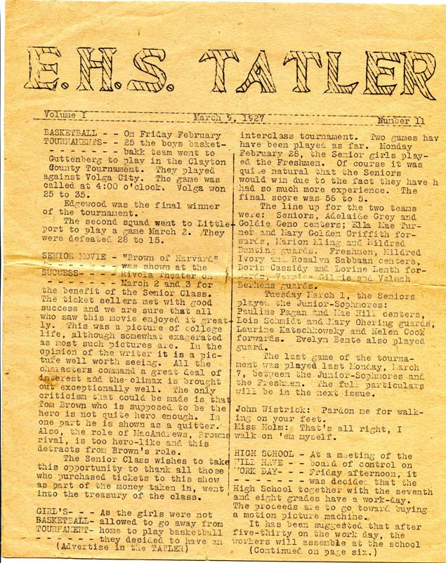 Elkader HS Tatler - March 1927