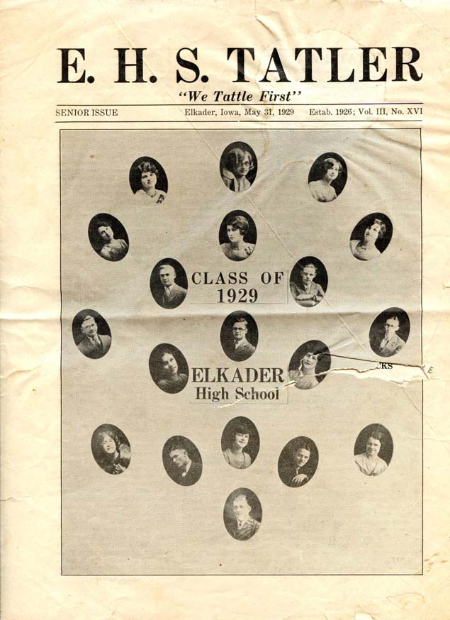 Elkader HS Tatler - May 1929, pg 1