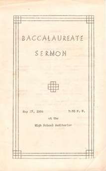 McGregor HS Baccalaureate Sermon, 1934