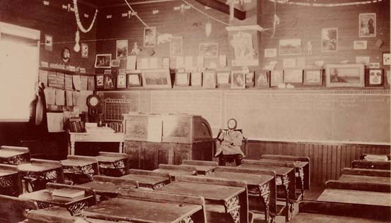 Clark A. 'Bob' Mallory, inside the Mound school, early 1920's
