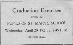 St. Mary's, Guttenburg, graduation 1921