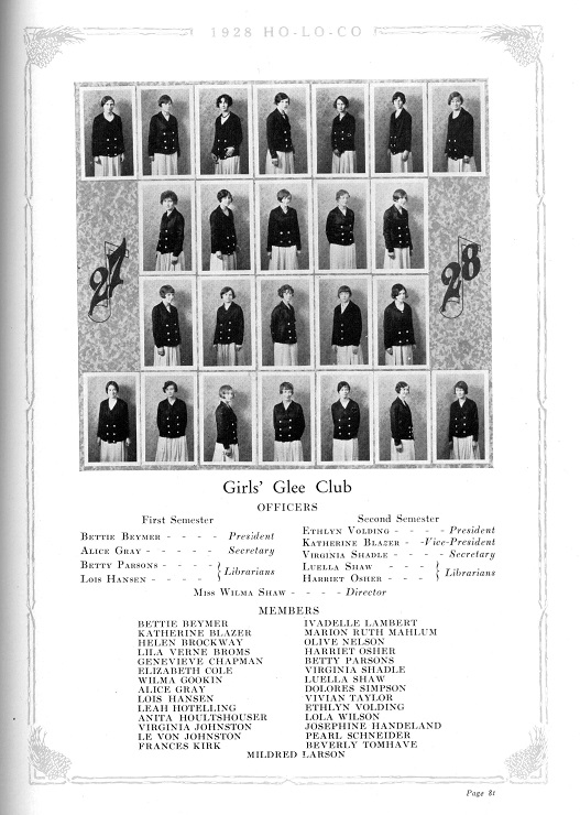 Etherville High School Girls Glee Club 1928