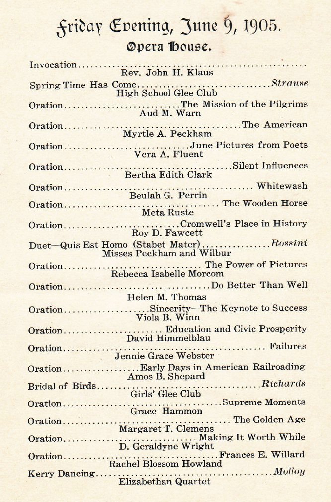 1905 Commencement Program Page 2