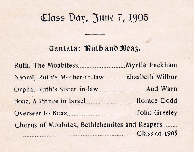1905 Commencement Program, Class Day