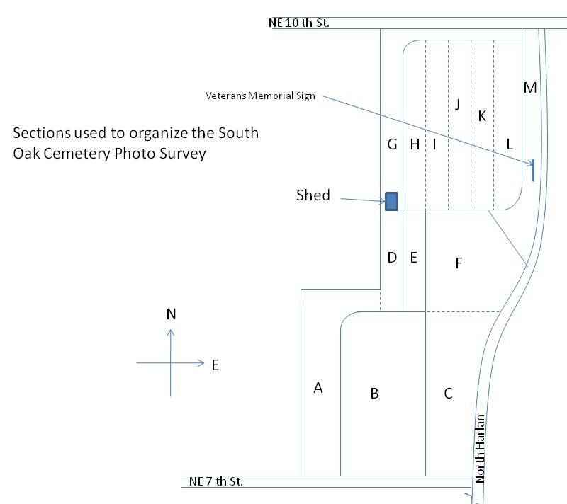 South Oak cemetery Section Guide by Bill Waters