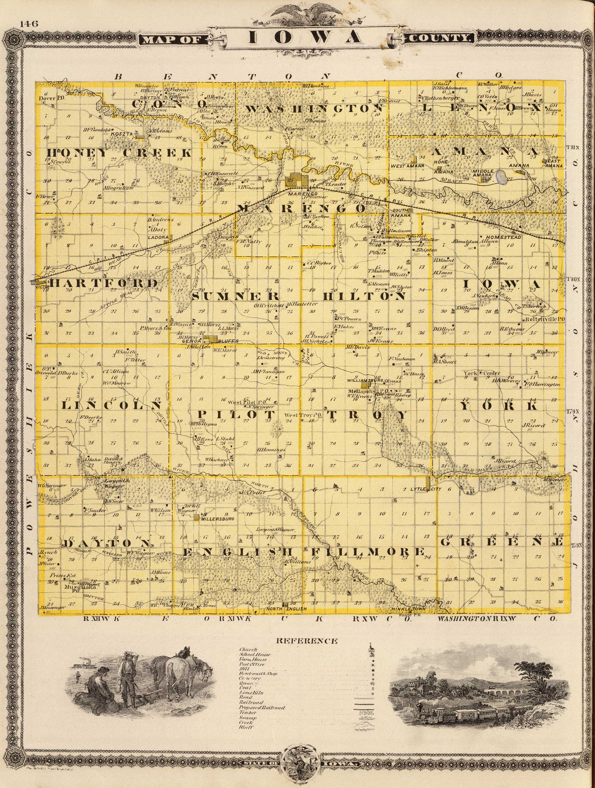 Iowa County Map - 1875