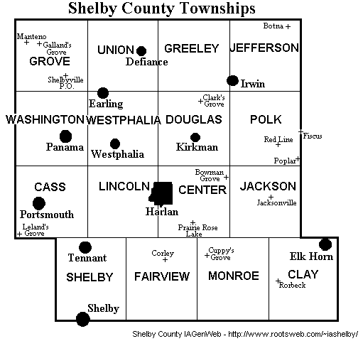 Shelby County Iowa Township Map
