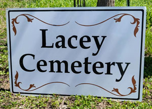 Lacey Cemetery sign