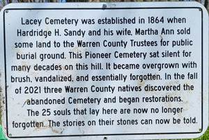 Lacey Cemetery history sign
